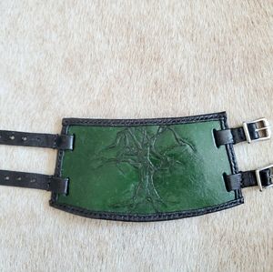 Green/Black Leather Lined Cuff
